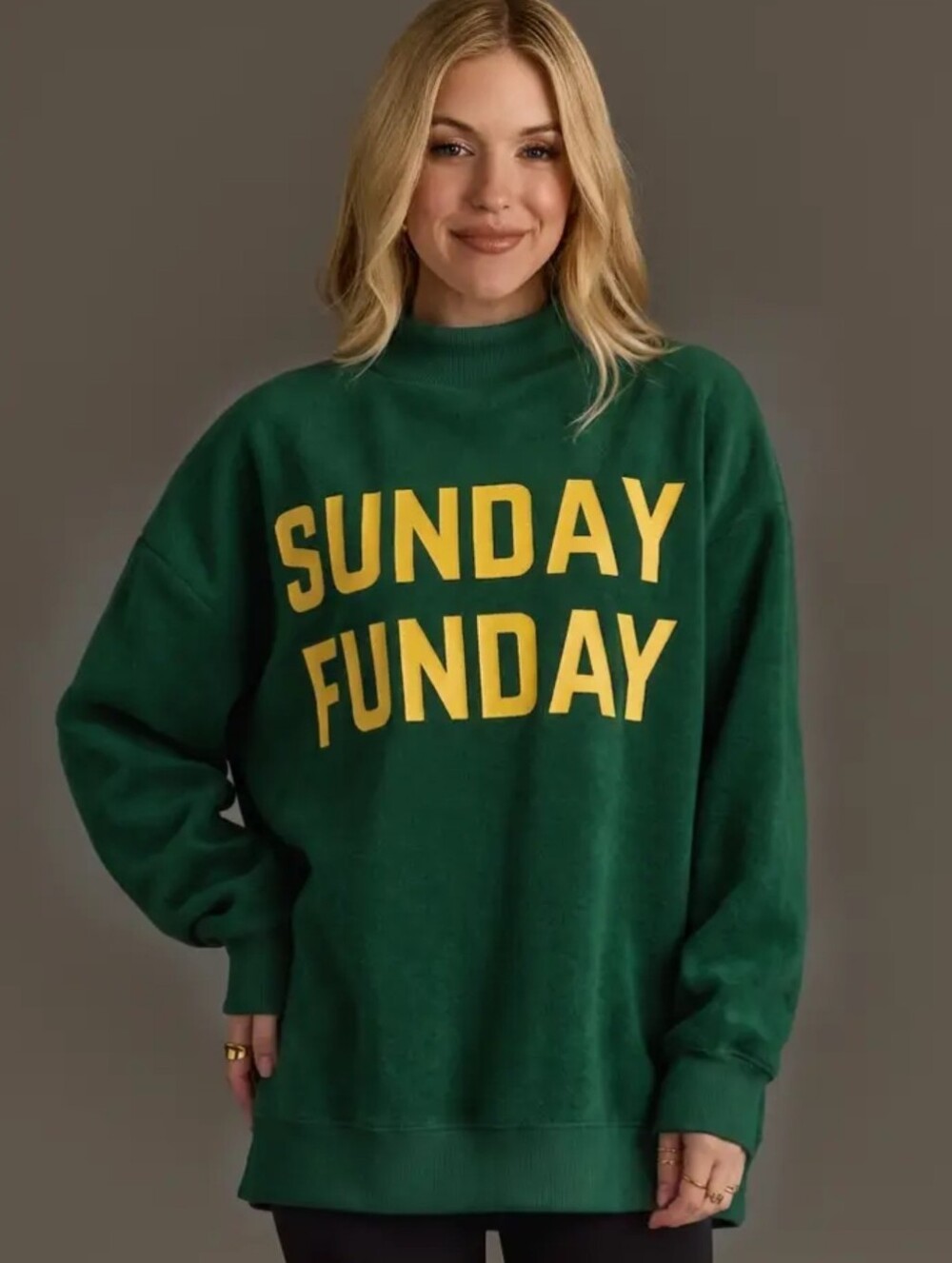 Sunday Funday Green Graphic Pullover Sweatshirt